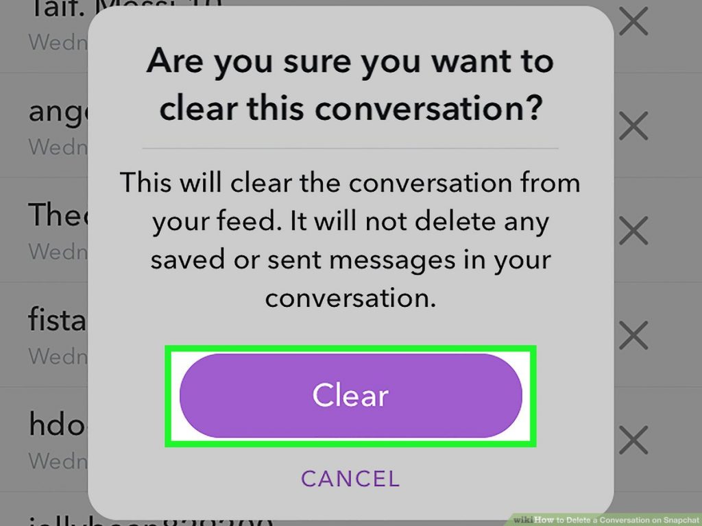 how to delete Recent Conversations on Snapchat